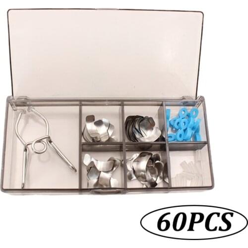 Dental Saddle Contoured Metal Matrices 60pcs Matrix Universal Kit with Spring Clip Dentist supplies
