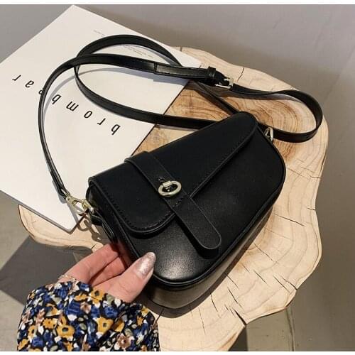 Solid Color Mini Pu Leather Saddle Crossbody Bags for Lady 2021 Brand Trendy Shoulder Handbags Female Travel Purses