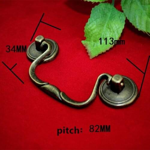 Vintage European Style Wooden Wine Gift Box Furniture Handle Knobs Zinc Alloy Bronze Tone,114*34mm,1PC