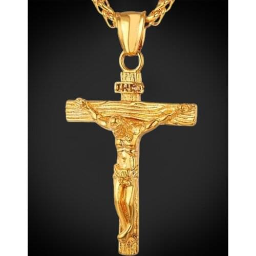 Vintage Jesus Cross Pendant For Men Hip Hop Rock Twisted Chain Cross Necklace Women Punk Stainless Steel Jewelry Gift