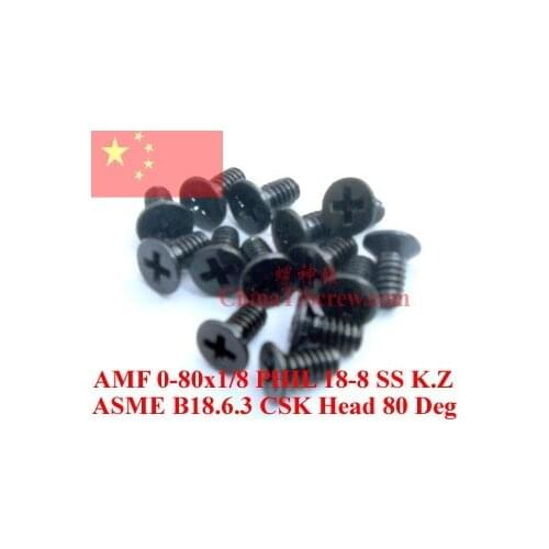 Stainless Steel screws 0-80x1/8 Flat Head 18-8 SS Black Zinc ROHS 100 pcs
