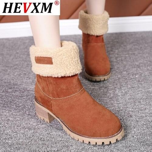Women Snow Boots Flat Lace Up Winter Plus Size Platform Ladies Warm Shoes 2020 New Flock Fur Womens Suede Boots Female