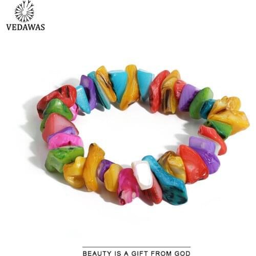 Vedawas New Hawaii Seaside Shell Stone Beaded Bracelets for Women Boho Handmade Colorful Charm Bracelets Summer Jewelry Party