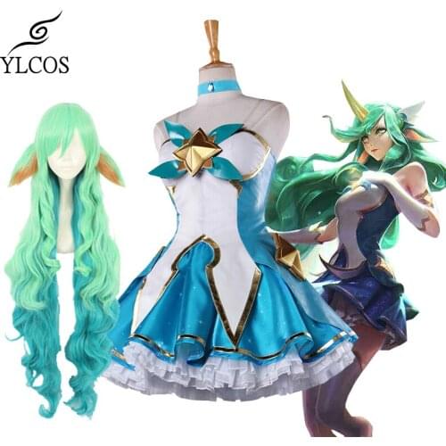 Game LOL Star Guardian Soraka Costume Cosplay Halloween Party Women Sexy Dress 10 Piece Set