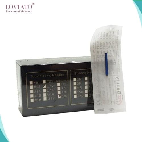 0.16mm Nano needles 12U U-shape microblading needle tattoo needles blade tebori pen agulhas with Lot No. Exp day microblades