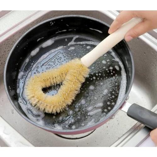 1PC Natural Kitchen Pot Brush Wooden Handle Pan Cleaning Brush Nonstick Pan Cleaner Dishwash Brush LF 204