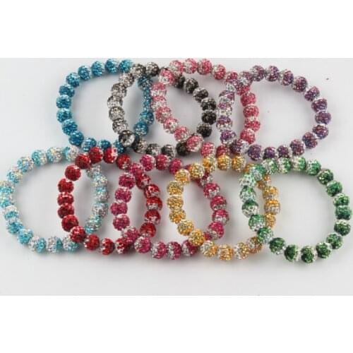 10mm 4pcs/lot n53656 mix Gradual Change multicolor mixed Disco Pave Ball bead Bracelets Bangles for crystal
