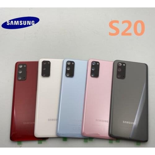 100% Original Samsung Galaxy S20 G980 G980F SM-G980FD Battery Back Cover Door Housing Replacement+ ear Camera Glass Lens Frame