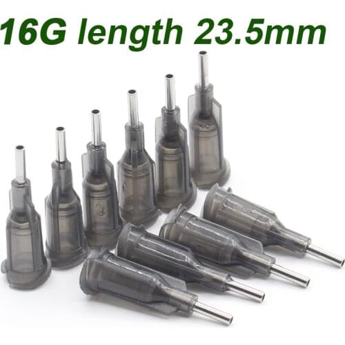 100Pc 16G length 23.5mm Precision passivated S.S. Dispense Tip with PP Safetylok hub, 0.5" Tubing Length glue dispenser needles