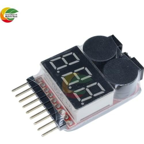 2 in 1 Li-ion RC Lipo Battery Low Voltage Alarm 1S-8S Buzzer Indicator Checker Tester LED Display Board Module