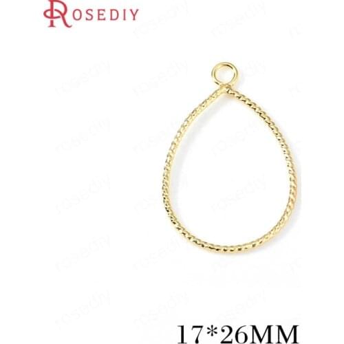 34631)10PCS 17*26MM 24K Gold Color Brass Twisted Wire Drop Shape Charms Pendants High Quality Diy Jewelry Findings Accessories