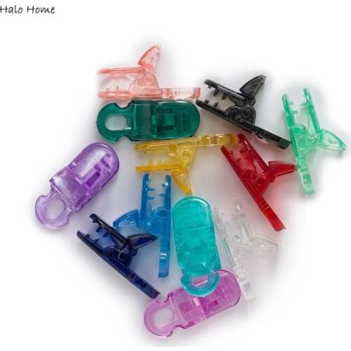 5pcs Transparent Plastic Suspender Pacifier Clips Binky Paci Dummy Soother Toy Teething Ring Leash Bib Holder Clamp Snap