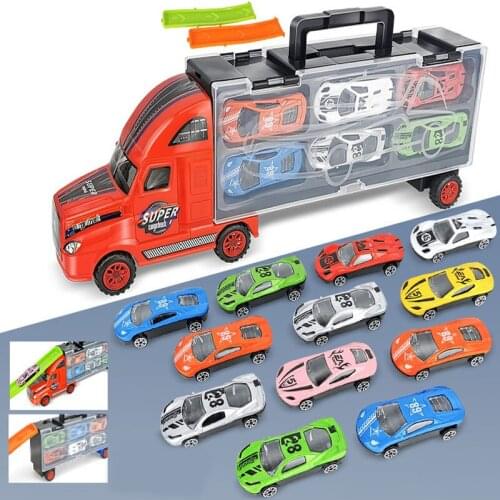 6PCS/12PCS Mini Alloy Diecast Car Model &1:24 Big Storage Trucks With Stairs Toys For Children Birthday GiftCar Toys For Boys