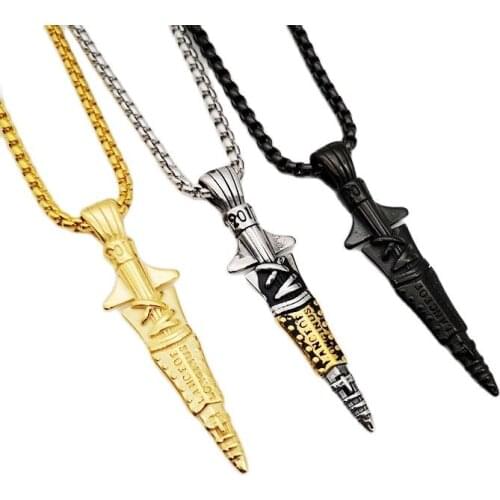 AW Mens Cool Mini Dagger pendant necklace Stainless steel Cute Sword Necklace Fashion Jewelry for Men & Women
