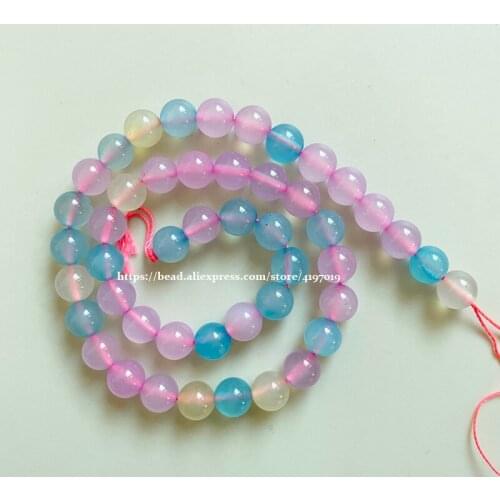 Free Shipping Natural Stone Colorful Morganite Agates Round Loose Beads 15" Pick Size for handmade Jewelry DIY