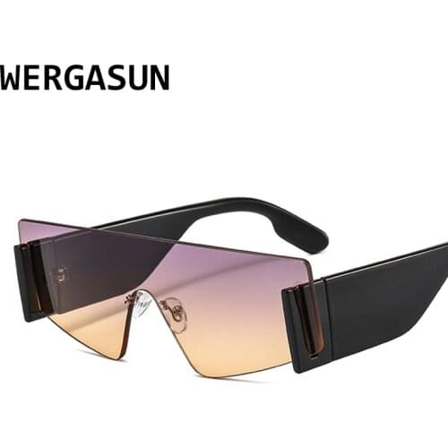 WERGASUN Oversized Sunglasses Women Luxury Transparent Colorful Sunglasses Women Designer Men Vintage Flat Top Eyewear UV400
