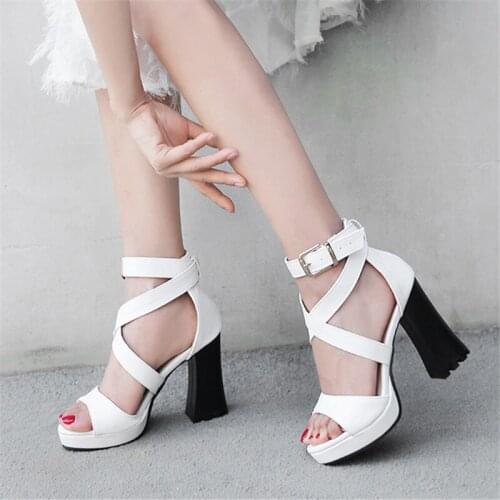 2020 Sexy Classic High Heels Womens Sandals Summer Shoes Ladies Strappy Pumps Platform Heels Woman Ankle Strap Shoes