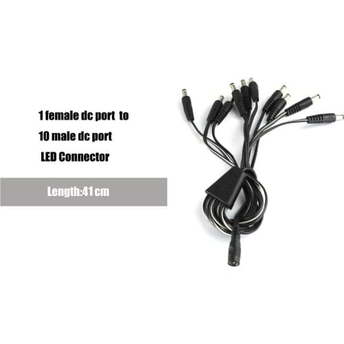 BSOD DC Power Splitter Cable Adapter Connector 100 Pack, 5.5x2.1mm Female 1 to10 Male Plug Jack for LED Strip CCTV Camera