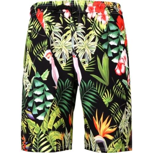 Parrots banana leaves 3xl 6xl quick dry Beach Shorts Swimwear Men Swim Shorts Swimming men Swimsuit men bathing suit 313