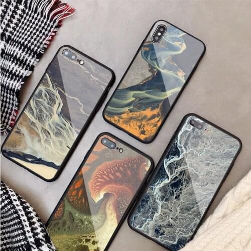 Luxury Tempered Glass Case For iPhone 11 Pro Max X XS MAX 8 7 6 5 Plus river Phone Back Cover Case Shell