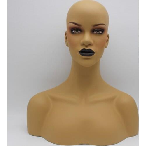 Black Lipstick Female Fiberglass Mannequin Head Bust For Wigs