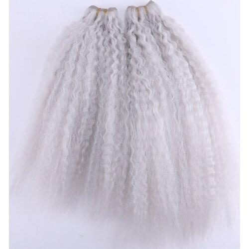 Color Grey 2 Pieces/lot Kinky Straight Hair Weaving High Temperature Synthetic Hair Bundles