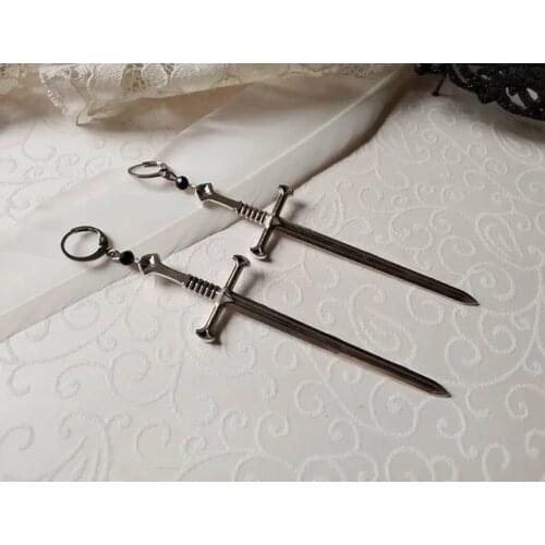 Long Sword Earrings,Gothic, Fantasy, Medieval, Viking, Witchy, Cosplay, Sword Jewelry,Dramatic Statement Errings