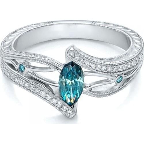 DoreenBeads Fashion Rings Circle White Royal Blue Green Rhinestone Luxurious Accessories For Women Wedding Rings,1 PC