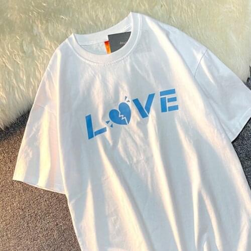 Printing T-shirt Summer Short-Sleeved Round O-Neck Mens Fashion Loose Cotton All-match Style INS Lovers Student BF