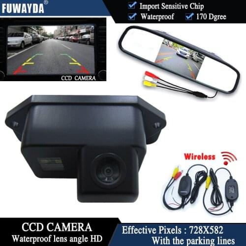 FUWAYDA Wireless Color CCD Chip Car Rear View Camera for Mitsubishi Lancer Evolution+4.3 Inch rearview Mirror Monitor WATERPROOF