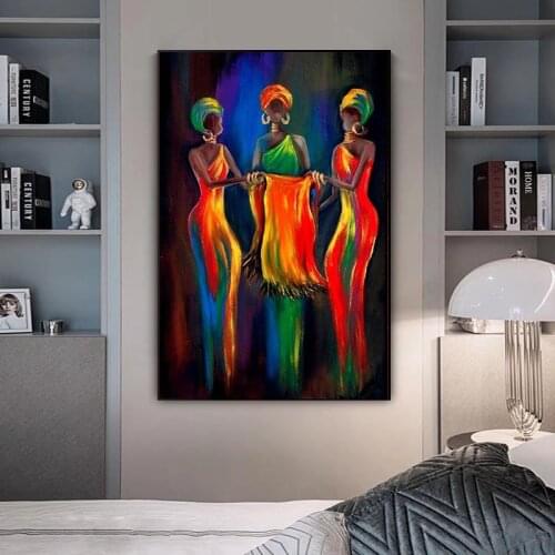 Modern Abstract Graffiti Canvas Paintings African Woman Posters Prints Wall Art Pictures for Living Room Wall Decoration Cuadros