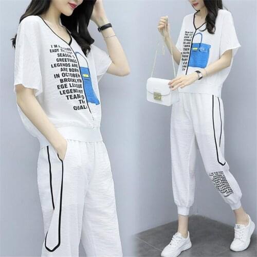 Plus size Two Piece Set Women Tracksuit Set spring Summer suit For Women 2020 Casual Thin Sportwear Top And Pants