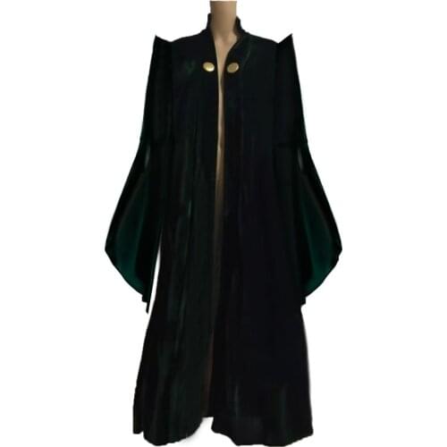 High Quality Professor Minerva McGonagall Cosplay Costume Dress with Green Cape Velvet Role Play Cloak Halloween Carnival