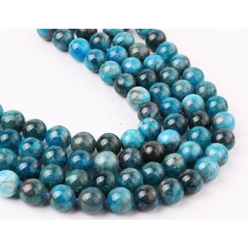 Wholesale High Quality Natural Stone 4/6/8/10mm Ocean Apatite Stone Loose Round Beads For Jewelry Making