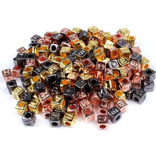 100-300Pcs 7mm Cute MiNi Square Letter Beads 3 Color Loose Spacer Beads For Jewelry Making DIY Bracelet Necklace Accessories