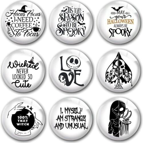 Handmade Skull broom Halloween party witch cat Round photo glass cabochons demo flat back DIY jewlery Making findings accessory