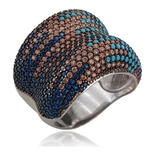 Multi Color Summer Collection Statement Women Rings 925 Sterling Silver Ladies Rings for Women