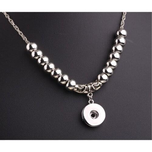 Fashion Diy Snap Button Necklace Diy Snaps Interchangeable Jewelry Beads With 18mm Metal Button Pendant Link Chain Necklace