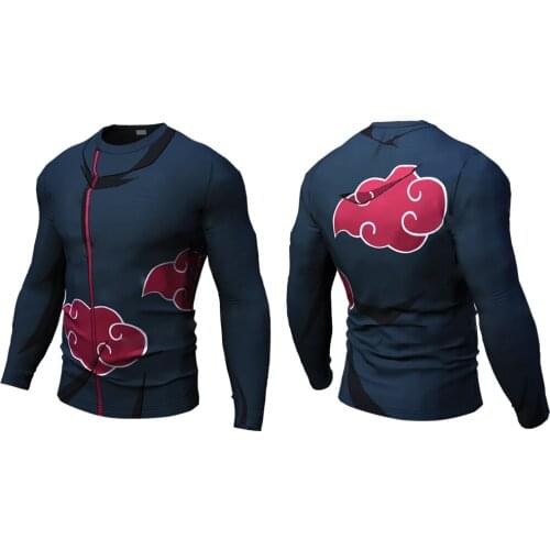 2021 New Fitness Compression Slim Shirt Men Casual Anime Bodybuilding Long Sleeve 3D T Shirt Gym Tops Shirts ventilation