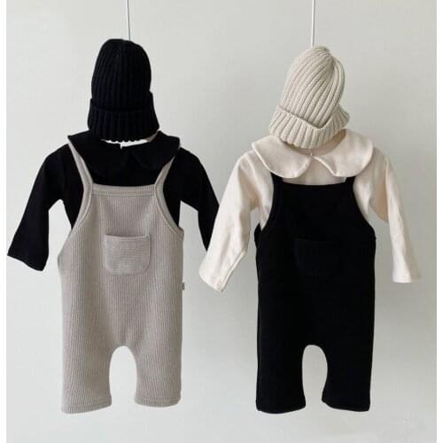 8661 Baby Suspender Pant Autumn And Winter New 2021 Outdoor Harness Pants Korean Baby Boy Overall Small Pocket Girls Strap Pant
