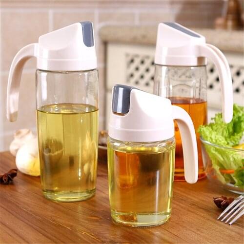Transparent Glass Oil Pot Leak-Proof Oil Bottle Multifunctional Sauce Tank Automatic Opening and Closing Kitchen Seasoning Jar