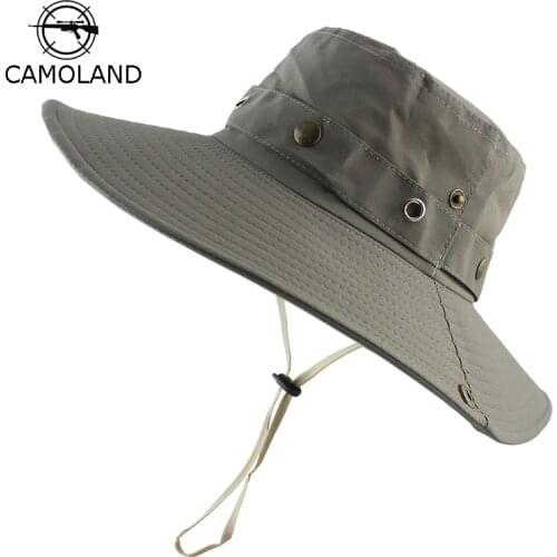 CAMOLAND Casual Summer Sun Hat Men Women UPF 50+ Bucket Hat Outdoor Boonie Hat Male UV Protection Long Wide Brim Hiking Caps