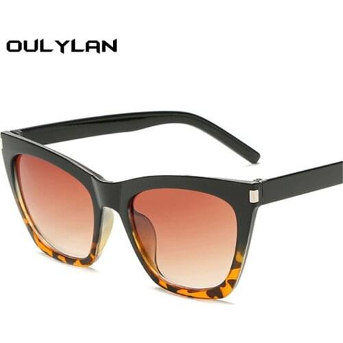 Oulylan Fashion Women Cat Eye Sunglasses Vintage Luxury Brand Designer Oversized Gradient Sun Glasses Shades Ladies UV400 Goggle
