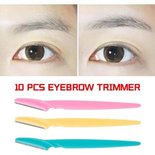 10pcs/Lot Eyebrow Trimmer Blade Shaver Portable Face Razor Eye Brow Epilation Hair Removal Cutters Safety Razor Woman Makeup