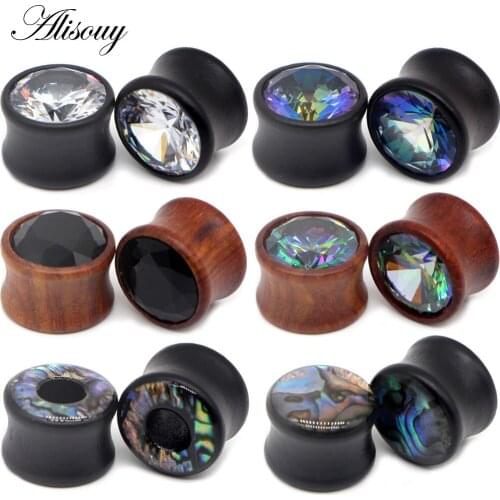 Alisouy 2PCS Punk Wood Ear Tunnel Plugs Shell Wood Ear Gauges Plugs Body Piercing Jewelry Ear Expander 8 -25mm ear expansion