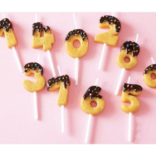 High Imitation Chocolate Chip Cookie Number Candle 0 1 2 3 4 5 6 7 8 9 Childs Birthday Candle Baby Show Cake Topper Decoration