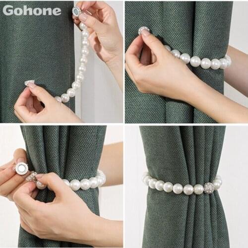 Creative curtain buckle simple modern curtain strap ABS pearl magnet buckle cute curtain clip free punch