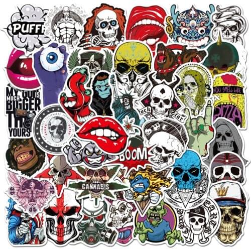 50PCS Horror Skull Zombie Cartoon Stickers DIY Skateboard Fridge Guitar Laptop Motorcycle Classic Cool Sticker Decal Kid Toys