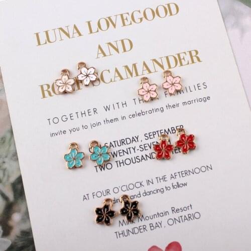 10pcs 11*9MM Fashion DIY Enamel Sakura Flower Charms For Bracelet Handmade Metal Alloy Cherry Pendants Dangle Jewelry Making