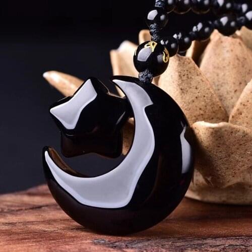 2019 Natural gold meteorite rainbow obsidian Star month pendant for men women gold obsidian pendant Necklace with beads chain